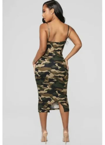 Camo Midi Slip Dress