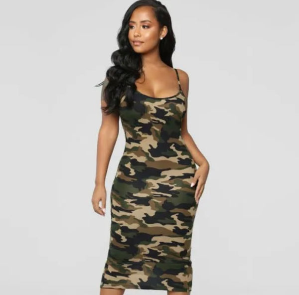 Camo Midi Slip Dress