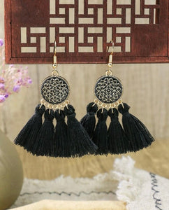 Tassel Drop Earrings (Black)