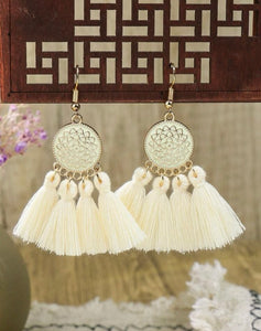 Tassel Drop Earrings (White)