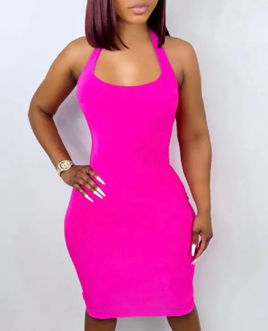 O-Ring Halter Dress (Pink)