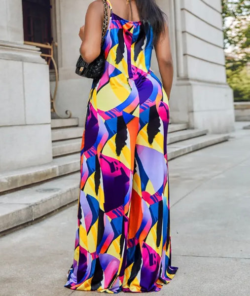 Abstract Wide Leg Jumpsuit